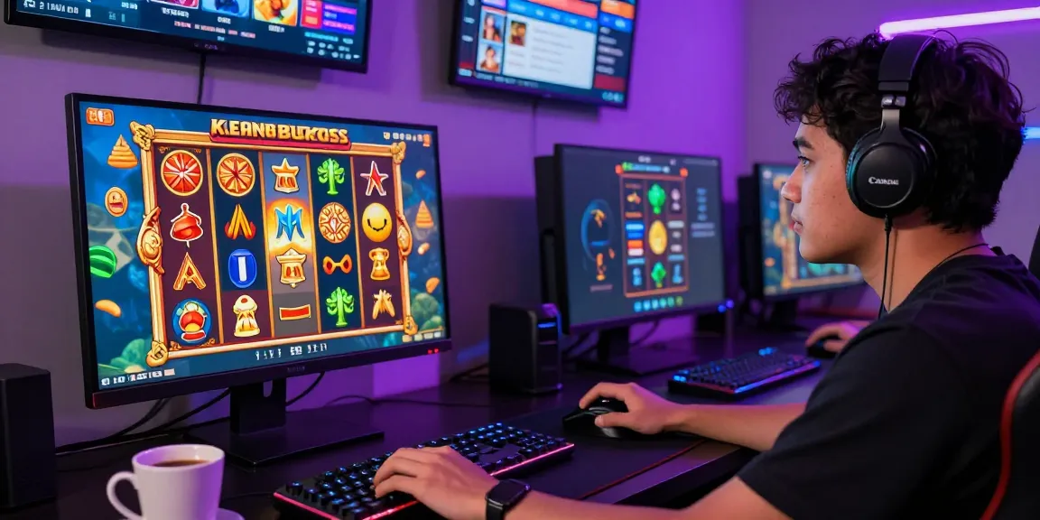 User engaging in slot raffi ahmad gaming experience at vibrant desktop setup, showcasing exciting graphics and community interaction.