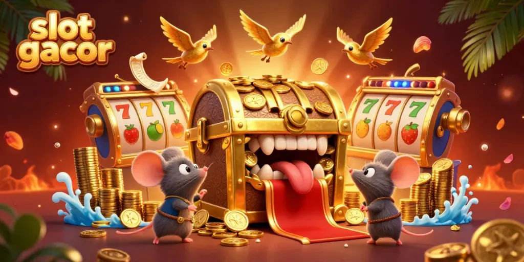 Slot gacor dengan peti harta karun dan simbol keberuntungan, menawarkan pengalaman bermain yang menarik.