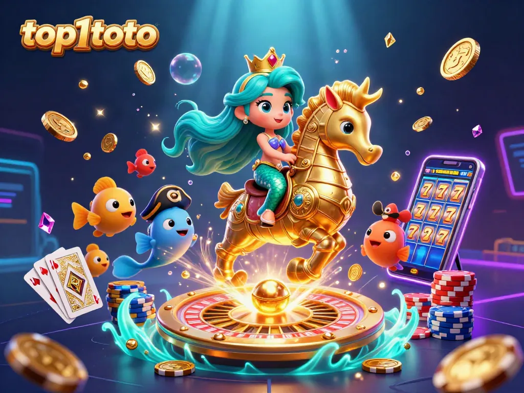 Menangkan permainan dengan top1toto, putri duyung dan kuda laut di kasino digital futuristik.