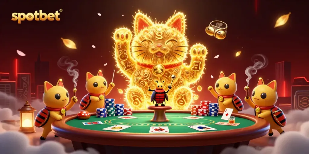 Taruhan di spotbet dengan ilusi kasino berwarna-warni dan karakter imajinatif.