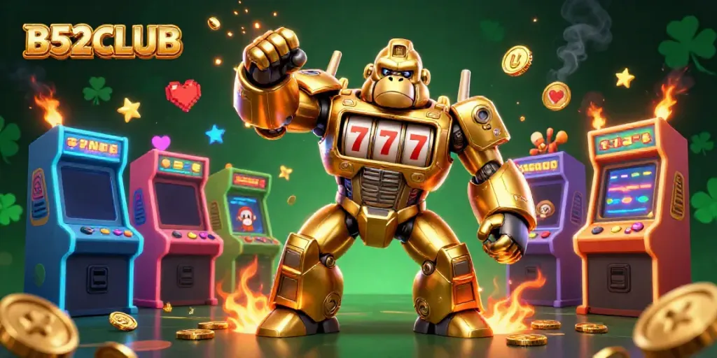 Experience B52CLUB's thrilling wins with a mech gorilla and explosive coins in action.