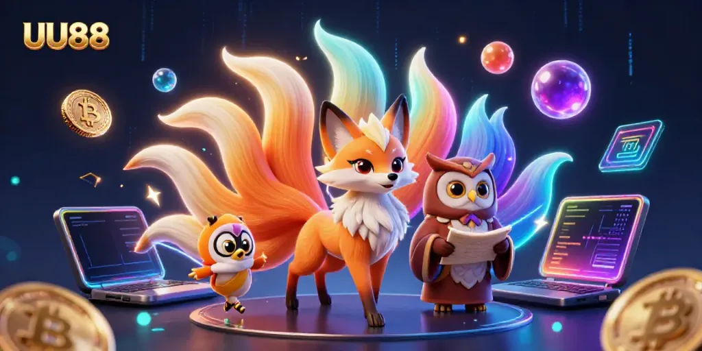 Experience the vibrant world of betting with UU88, showcasing dynamic 3D casino characters.