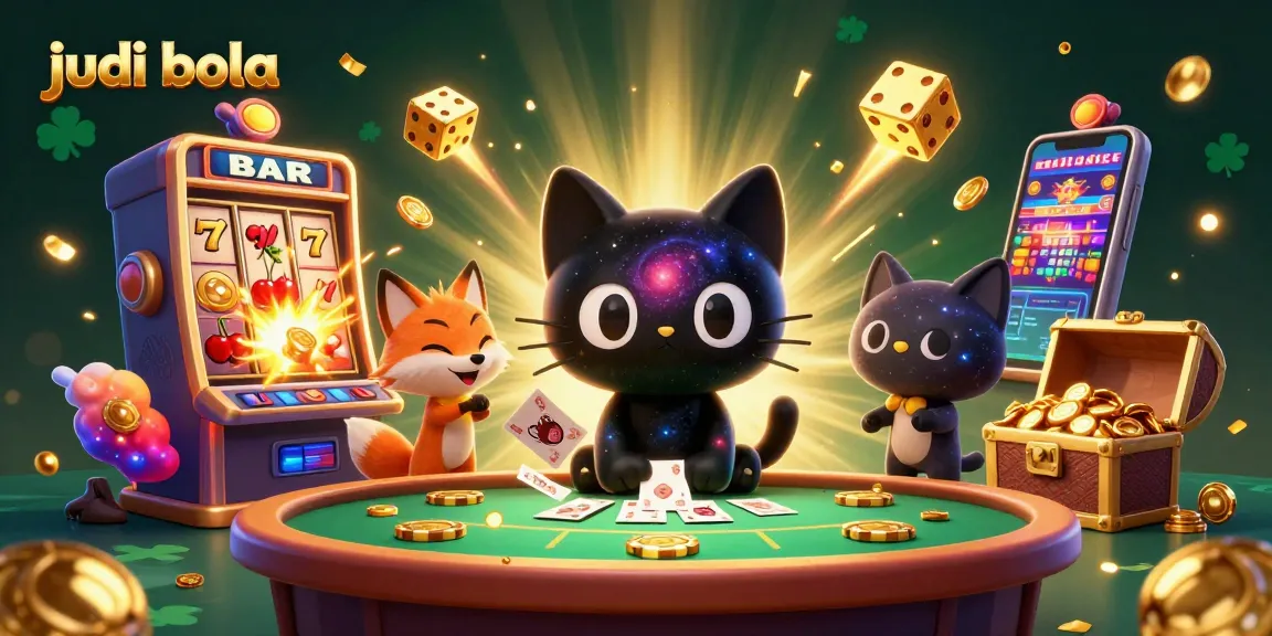 Permainan judi bola yang menarik dengan kartu dan chip emas berputar di kasino virtual.