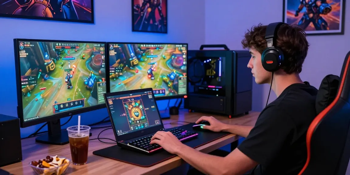 Pengguna nagahitam303 login sedang menikmati permainan slot RTP online dengan gaming setup modern.