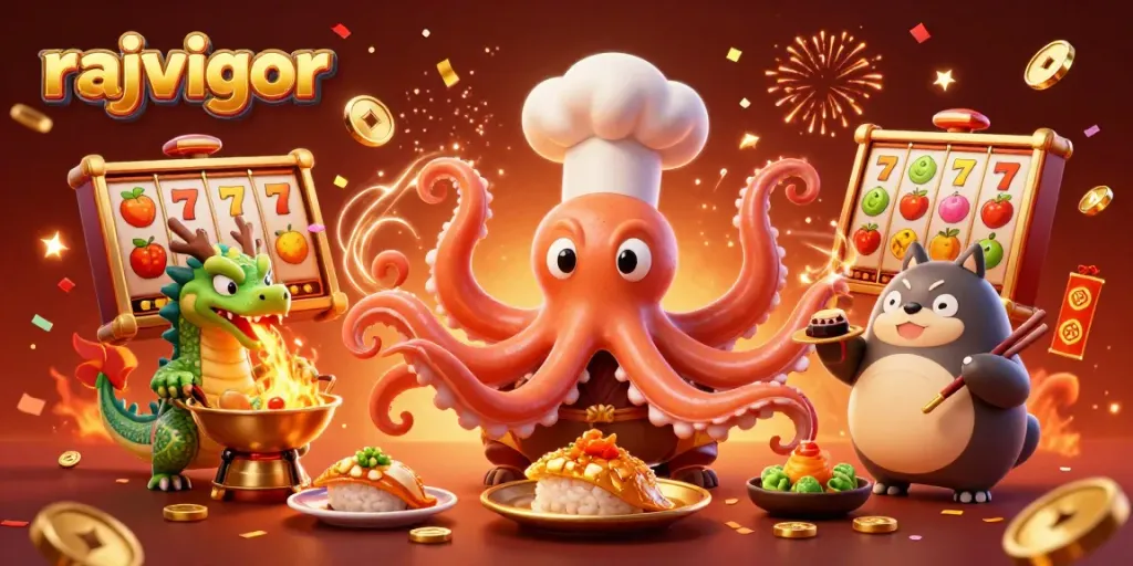 Experience thrilling gaming at Rajavigor with colorful slot games and dynamic characters.