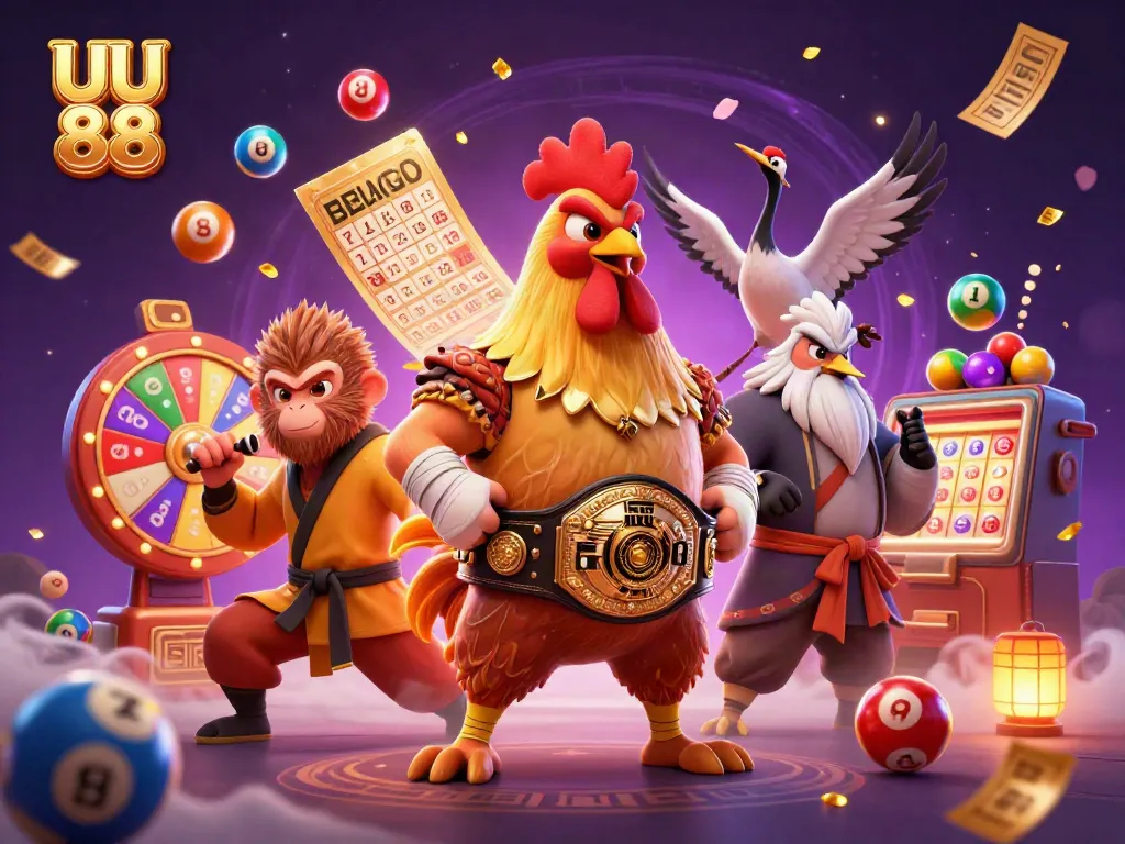 Engage with the dynamic energy of UU 88 through vibrant characters and colorful gambling elements.
