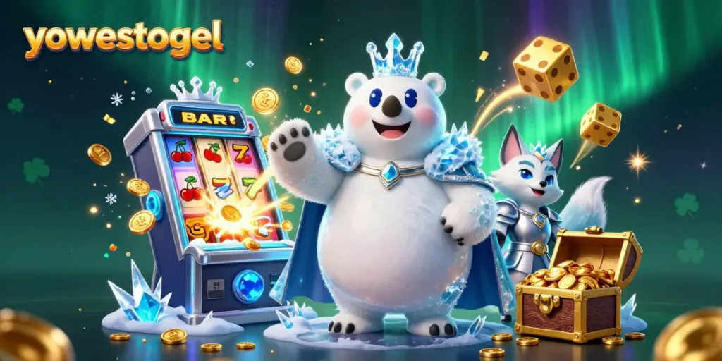Play Yowestogel with dynamic 3D visuals showcasing jackpot wins and exciting casino game elements