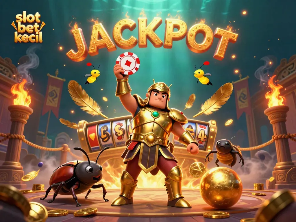 Slot bet kecil menguak peluang jackpot dengan karakter unik dalam ilustrasi 3D.