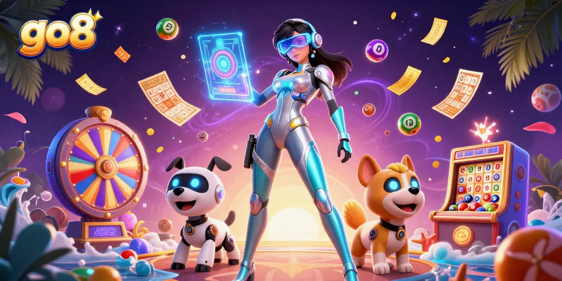 Experience thrilling gameplay at go8 with vibrant slot games, colorful lottery balls, and unique casino character designs.