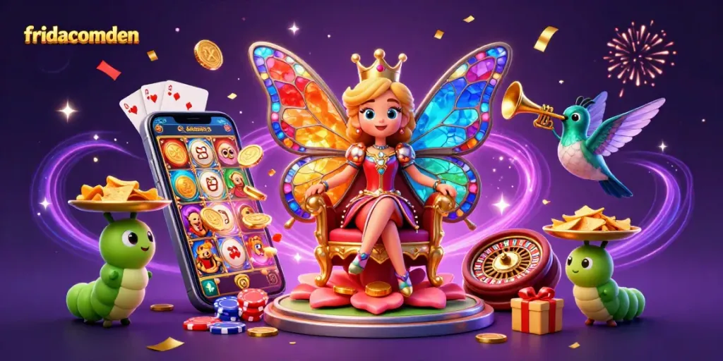 Experience thrilling slots with fridacamden’s captivating butterfly queen and sparkling game elements.