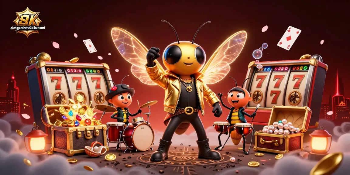 Slotgembiralinkresmi menghadirkan ilustrasi 3D yang memukau menampilkan karakter cicada rock star dan elemen mesin slot.