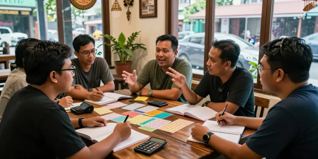 Diskusi strategi togel di BUKUMIMPI138 dengan pemain yang antusias.