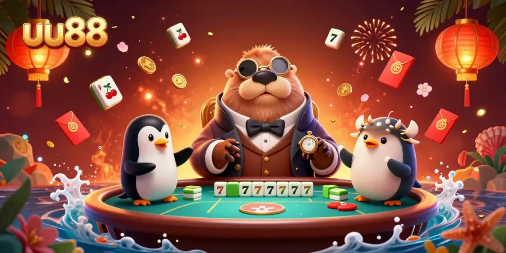 Place bets with confidence at uu88’s underwater poker scene featuring a walrus and dealer.