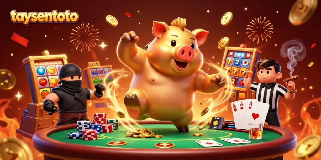 Experience the thrill of taysentoto with an energetic casino scene featuring dynamic characters and vibrant gaming elements.