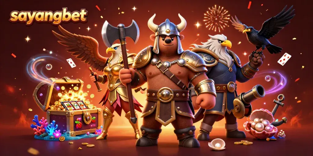 Pengguna sayangbet menikmati slot dengan Viking, elang, dan harta karun bawah laut.