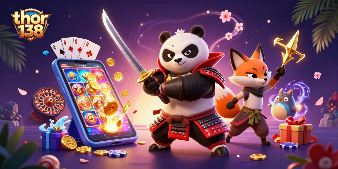 Thor 138 menghadirkan aksi menarik dengan samurai panda dan elemen perjudian yang berwarna-warni.
