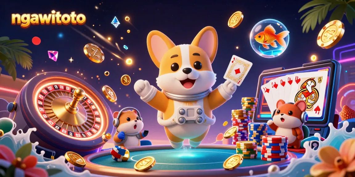 Mengamati informasi slot gacor di ngawitoto dengan corgi astronaut dan elemen kasino yang menarik.