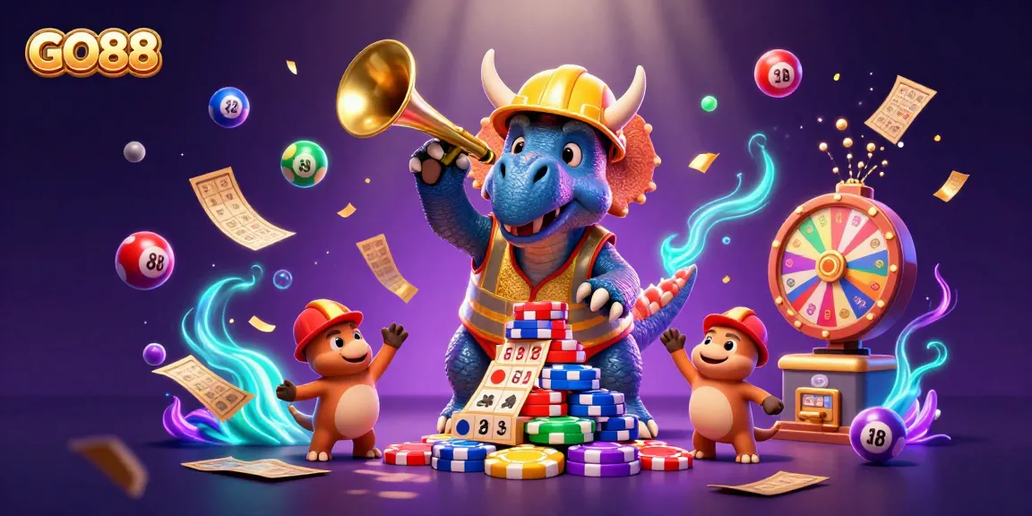 Experience dynamic gaming excitement with GO88, featuring vibrant characters and lottery elements.