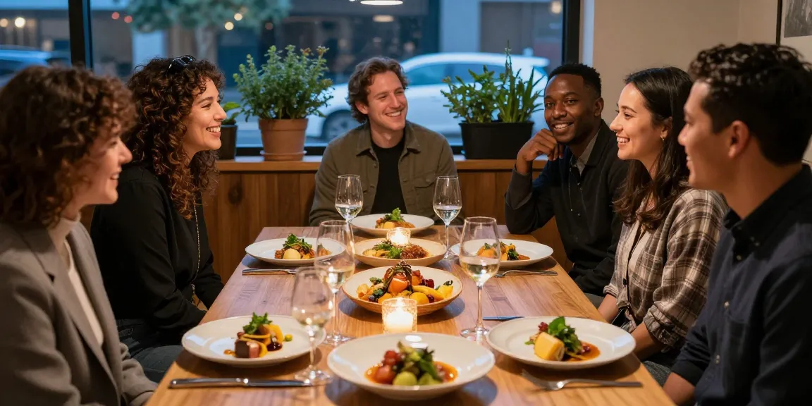 Gathering of friends enjoying modern cuisine at TrestleOnTenth, Sydney303 Daftar.