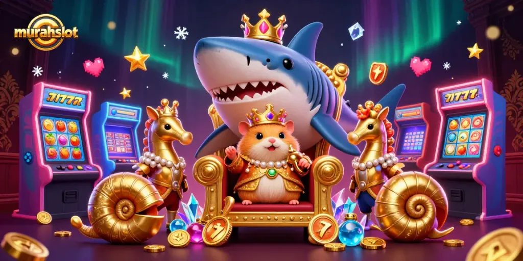 Win big with murahslot: a dynamic casino adventure scene featuring colorful game elements.