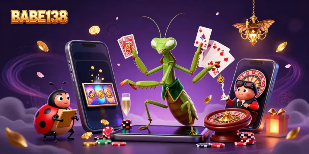 Slot permainan menarik di BABE138 dengan karakter menarik dalam suasana kasino.