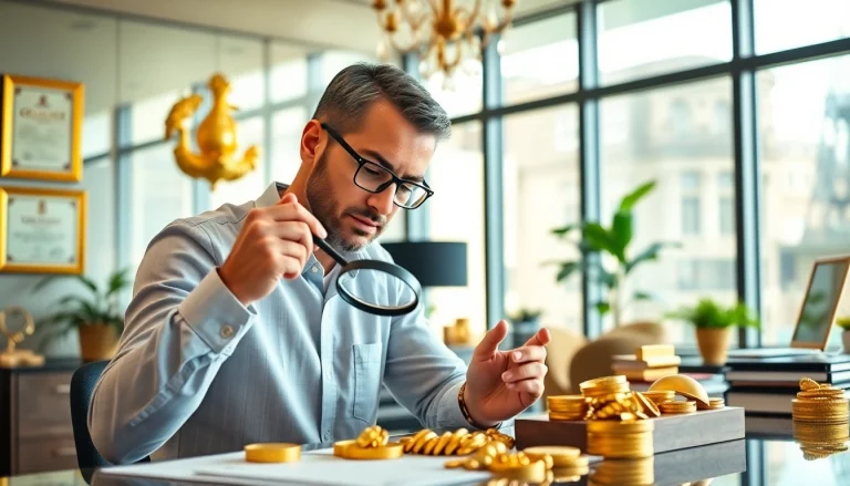 Valutazione e acquisto professionale di oro in un ambiente elegante