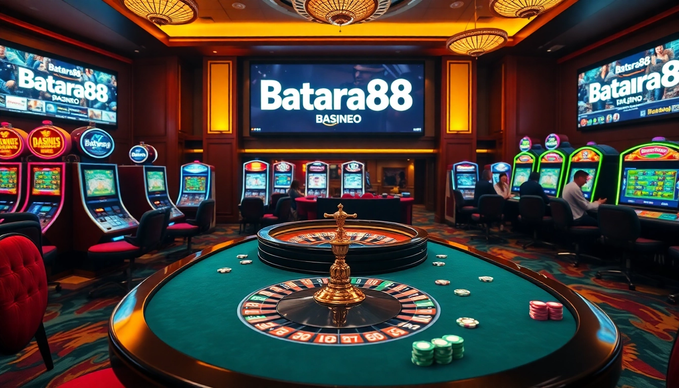Experience the thrilling gameplay with Batara88 at vibrant casino tables featuring exciting slot machines.