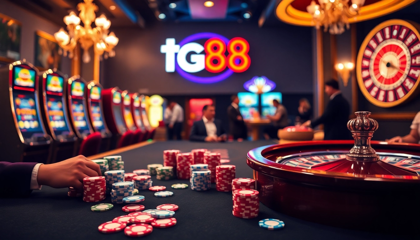 Experience thrilling gaming with tg88 link in a vibrant online casino setting.