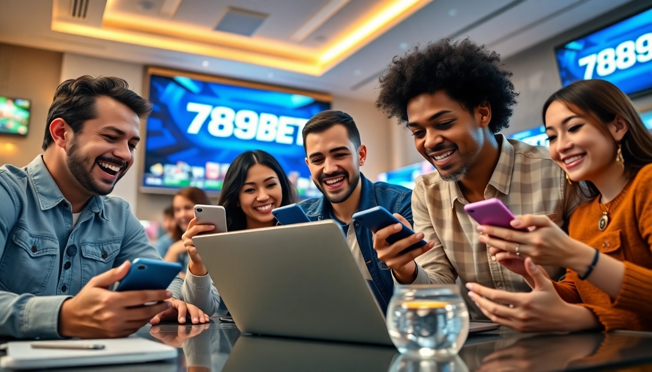 Scene illustrating players enjoying online gaming at https://057789.com/, portraying trust and excitement in a vibrant environment.