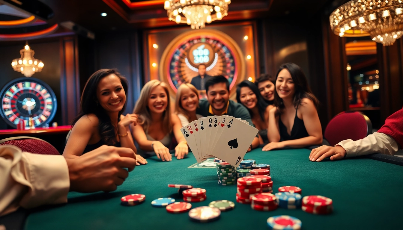 Players celebrating a win at 8k8's luxurious online casino table.