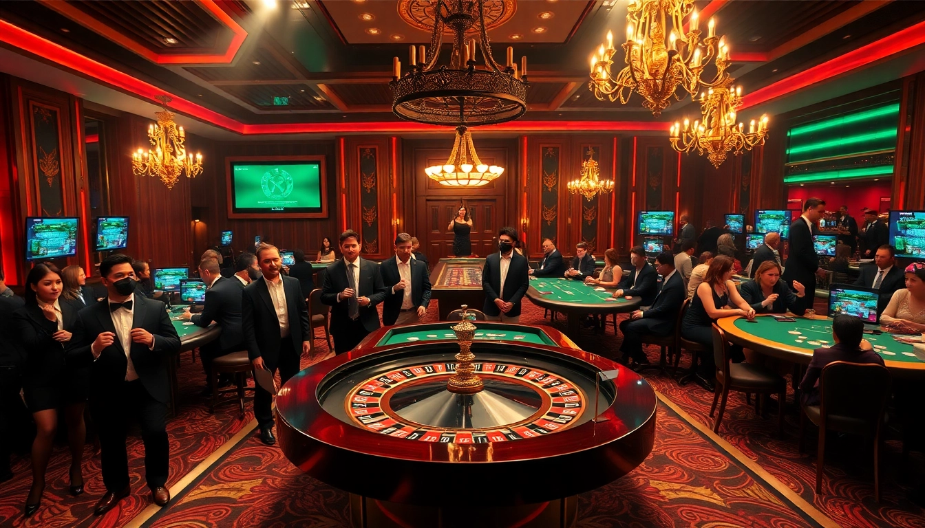 Players engaging at a luxurious casino table inspired by https://wala88.free/, showcasing thrilling gambling excitement.