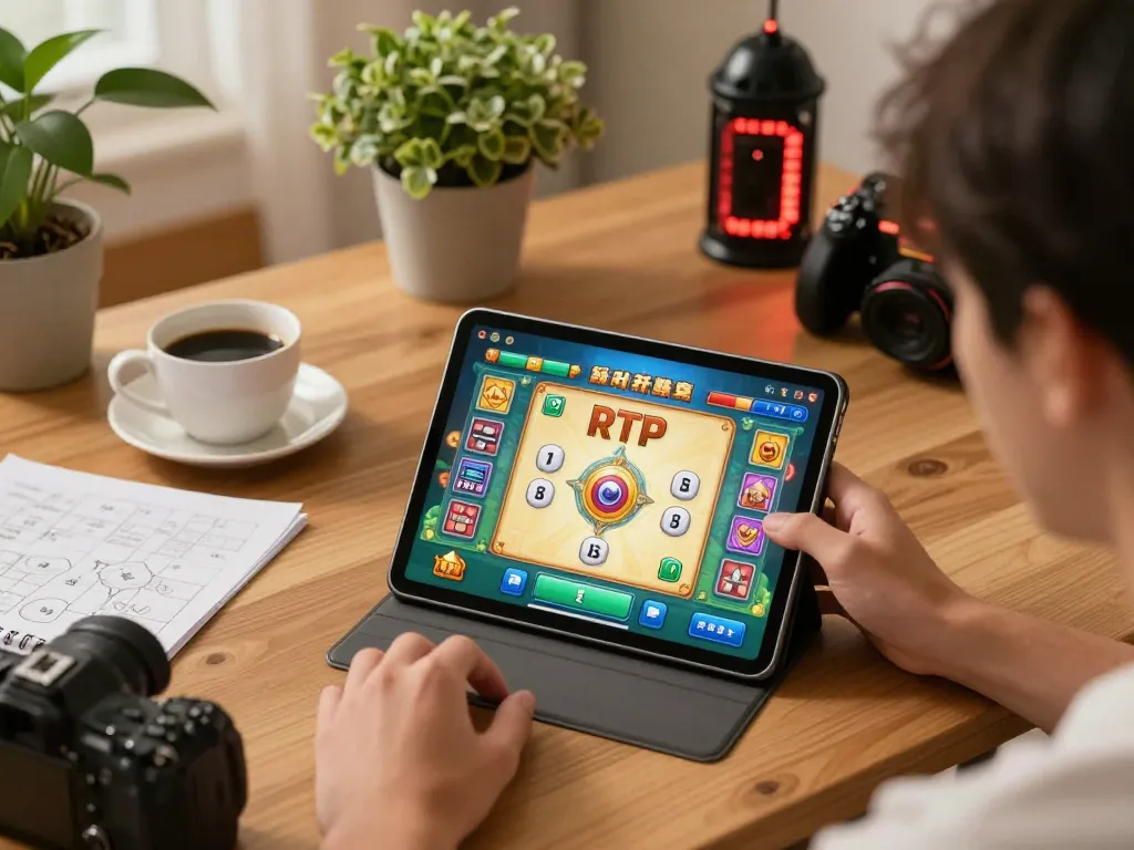 Bergabung dalam strategi pola stabil rtp mahjong ways di tablet di rumah, menampilkan antarmuka permainan dan catatan strategis.