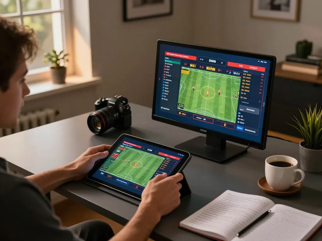 Player engaging in strategic betting on 78win tablet, showcasing an inviting home gaming setup for responsible gambling.