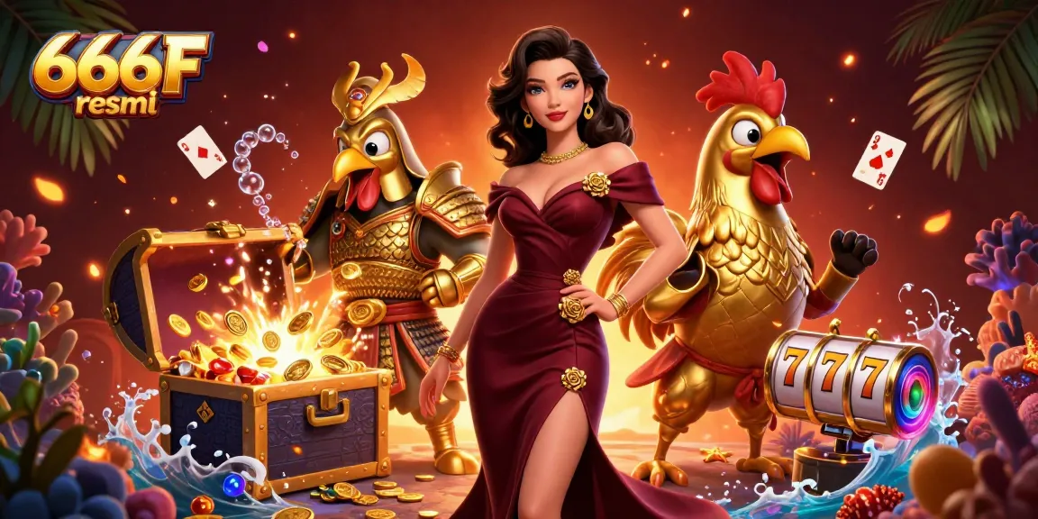 Experience thrilling gaming action with 666F resmi in a vibrant 3D casino illustration.