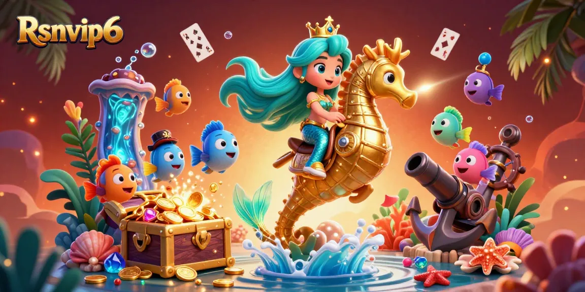 Rasakan kegembiraan kemenangan dengan Rsnvip6 dalam ilustrasi kasino bawah laut yang cerah ini.