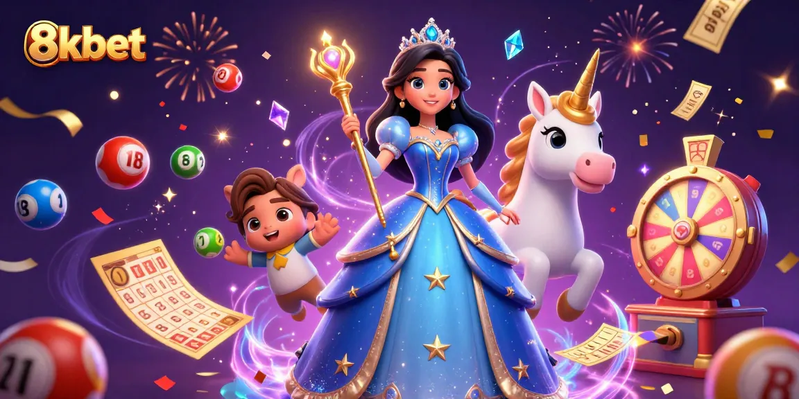 Play exciting games at 8kbet with vibrant visuals and dynamic elements in a magical casino setting.