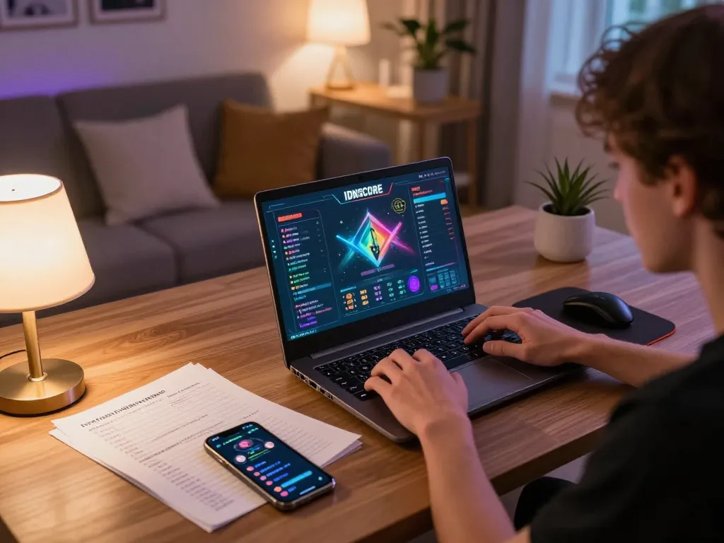 IDNSCORE online gaming experience depicting player engagement with exciting interface and betting notes