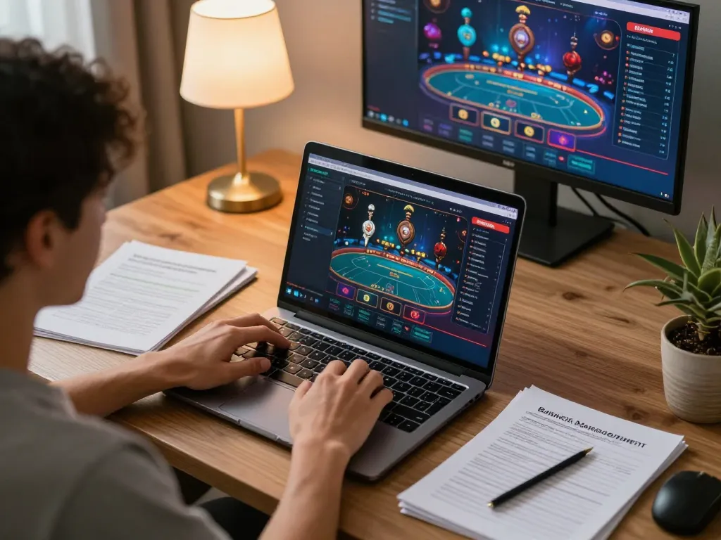 Engaging with LGOGOAL gaming strategies on a laptop at home for better odds.