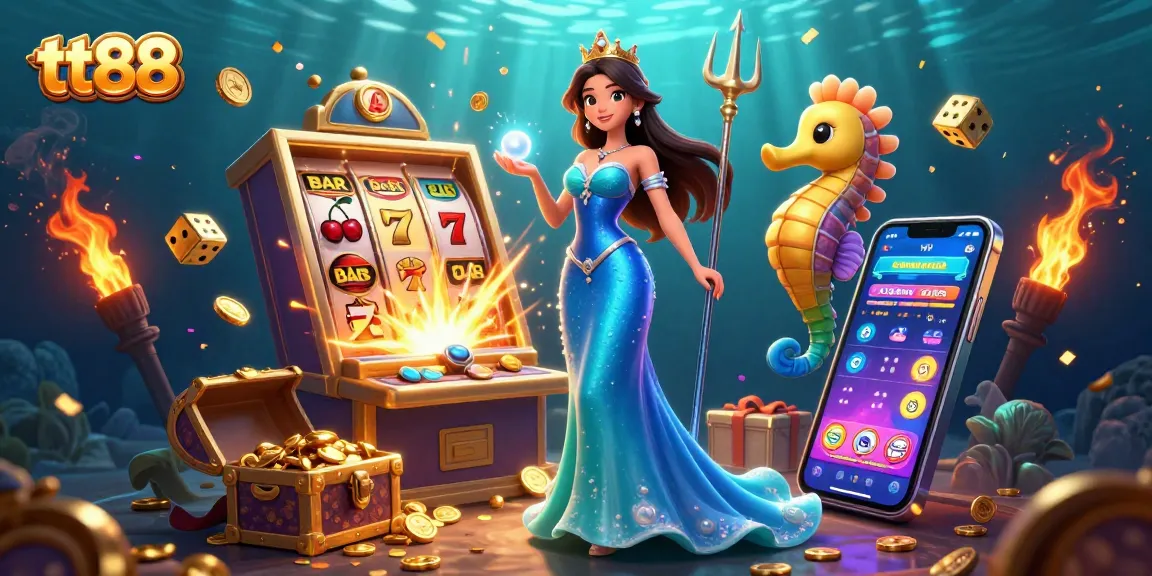 Engage with tt88's thrilling winning experience featuring a glowing pearl and slot machine bursting with gold coins.