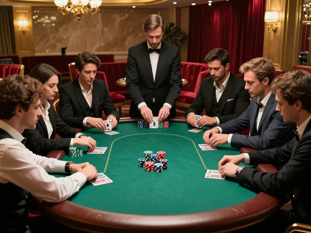 Experience intense gameplay at Rajabet123 with players strategizing and celebrating wins in a VIP poker room