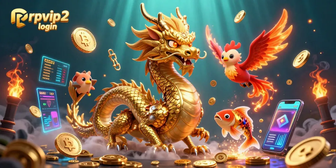 Join the excitement of rpvip2 login with casino games amidst digital treasures and vibrant colors.