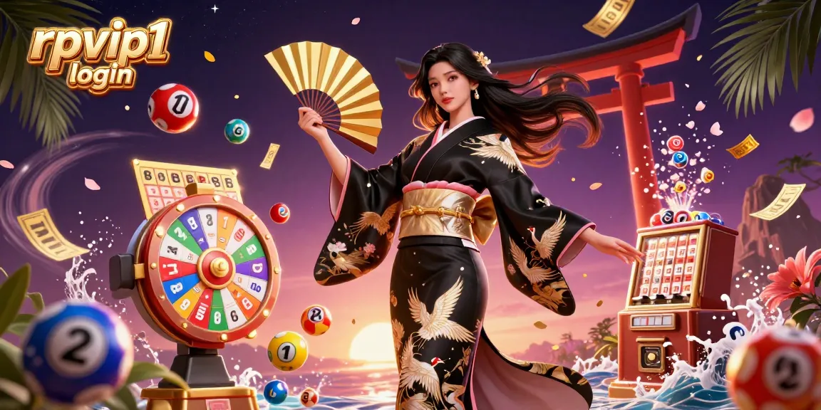 Experience the excitement of rpvip1 login with vibrant game elements in a 3D casino illustration.