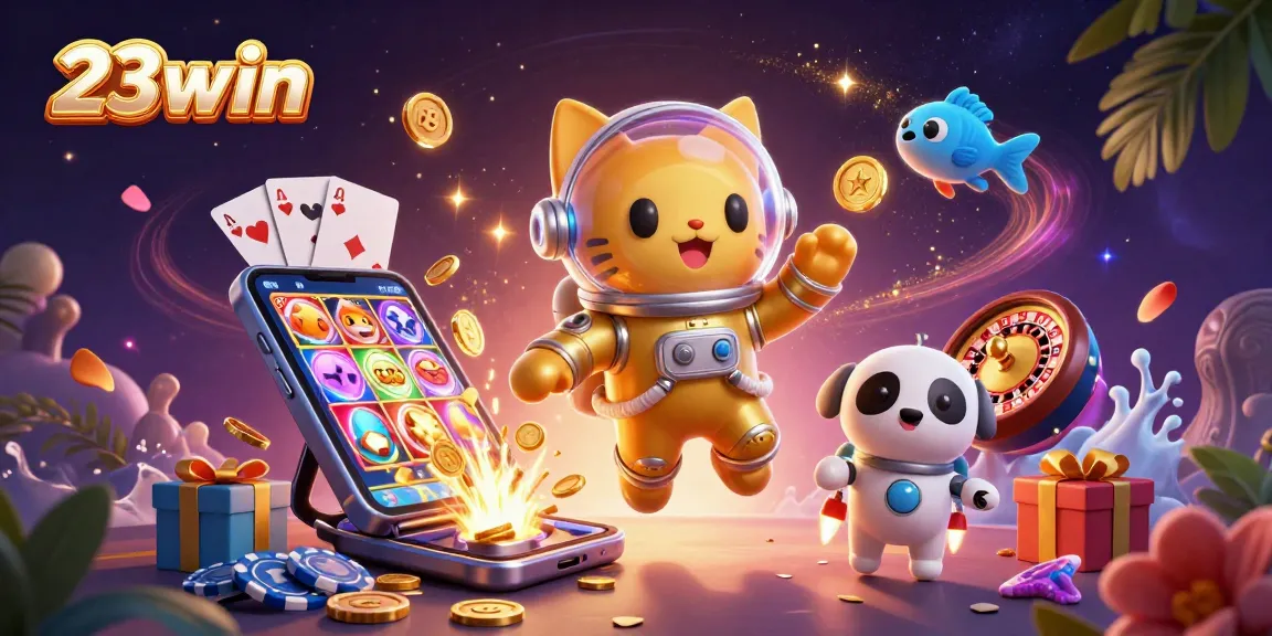 Experience thrilling slots at 23win, featuring vibrant casino action and dynamic characters.