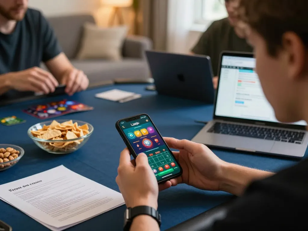 Engaging gameplay on ligalgo app in a cozy home setting with a focus on strategy and interaction.