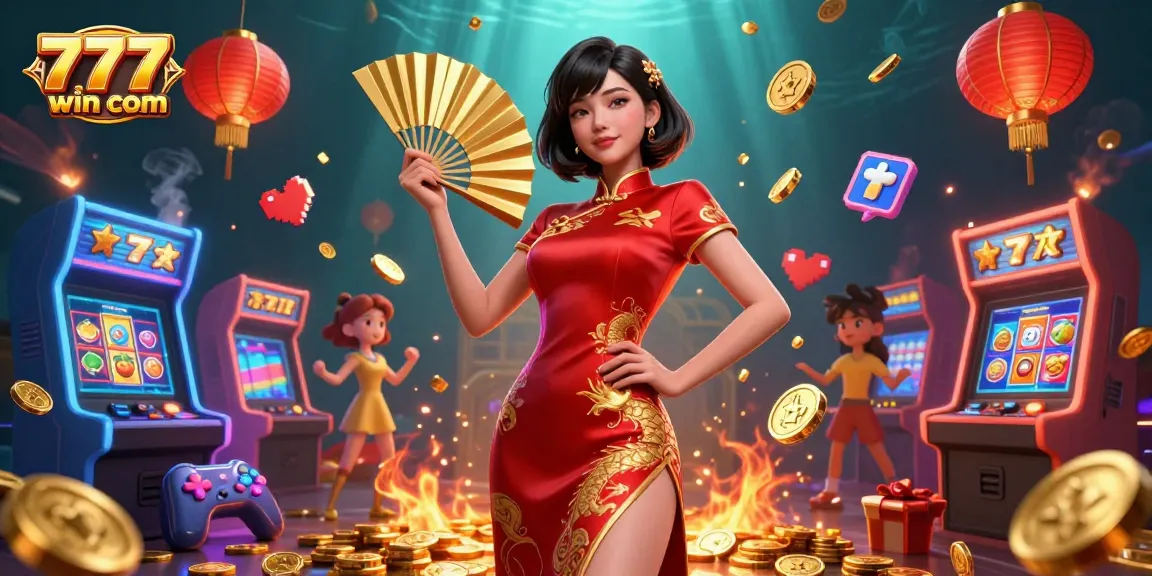 Terlibat dengan permainan yang mendebarkan di 777win com, di mana mesin slot yang cerah dan koin emas menciptakan pengalaman kasino yang imersif.