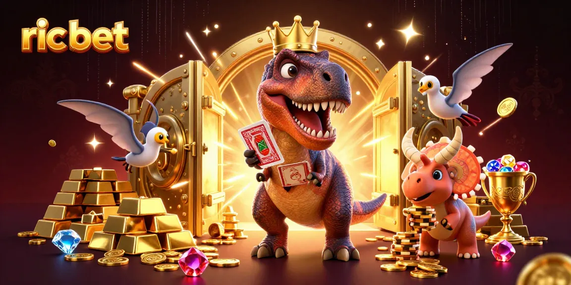 Experience the thrills of ric bet with T-Rex and friends in this vibrant casino scene.