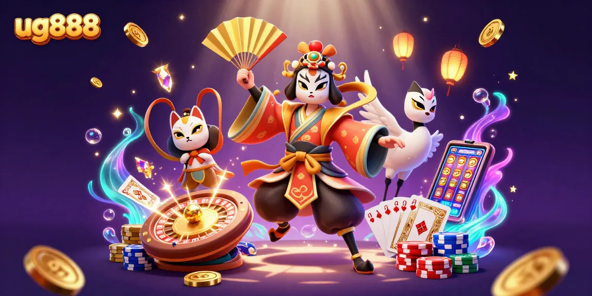 Experience the vibrant excitement of ug888 with kabuki warrior and casino elements.