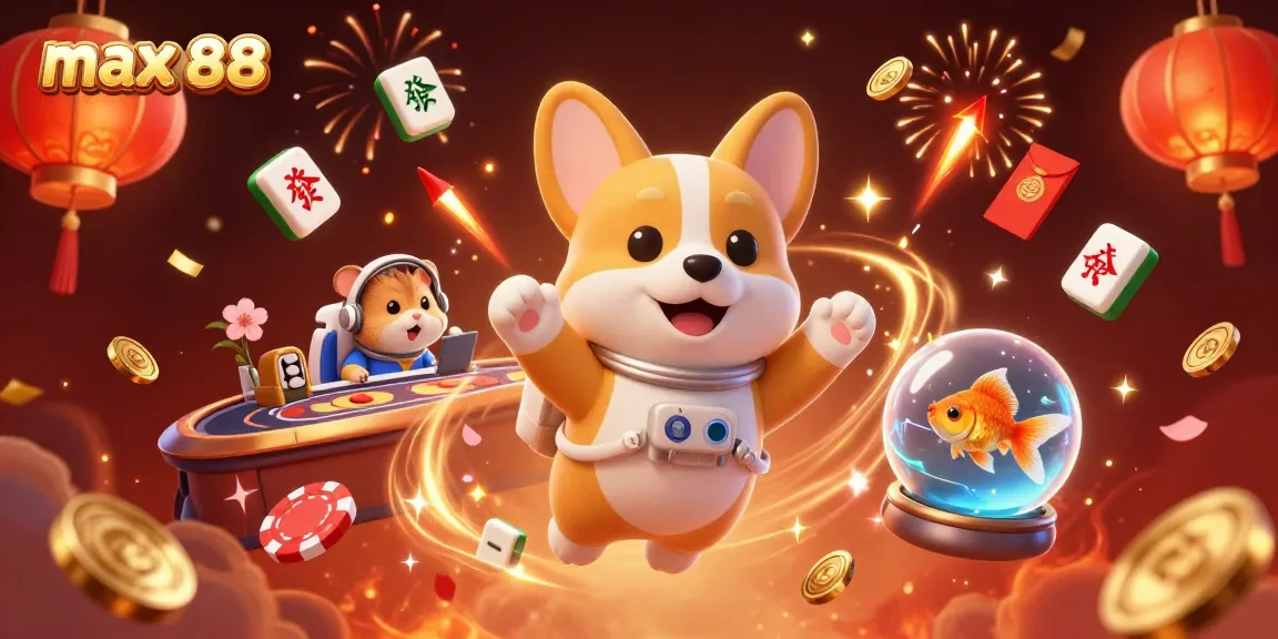 Experience thrilling gameplay with max 88 in this vibrant casino scene filled with fortune symbols.