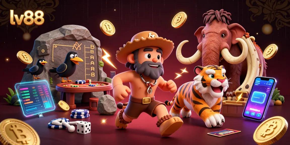 Engage in thrilling gameplay at lv88 with a prehistoric casino featuring vivid characters and vibrant elements.