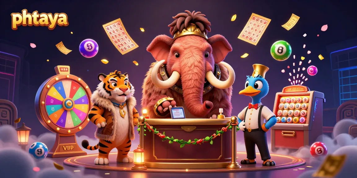 Phtaya offers thrilling casino experiences with a bouncer, VIP guest, and doorman in a vibrant illustration.